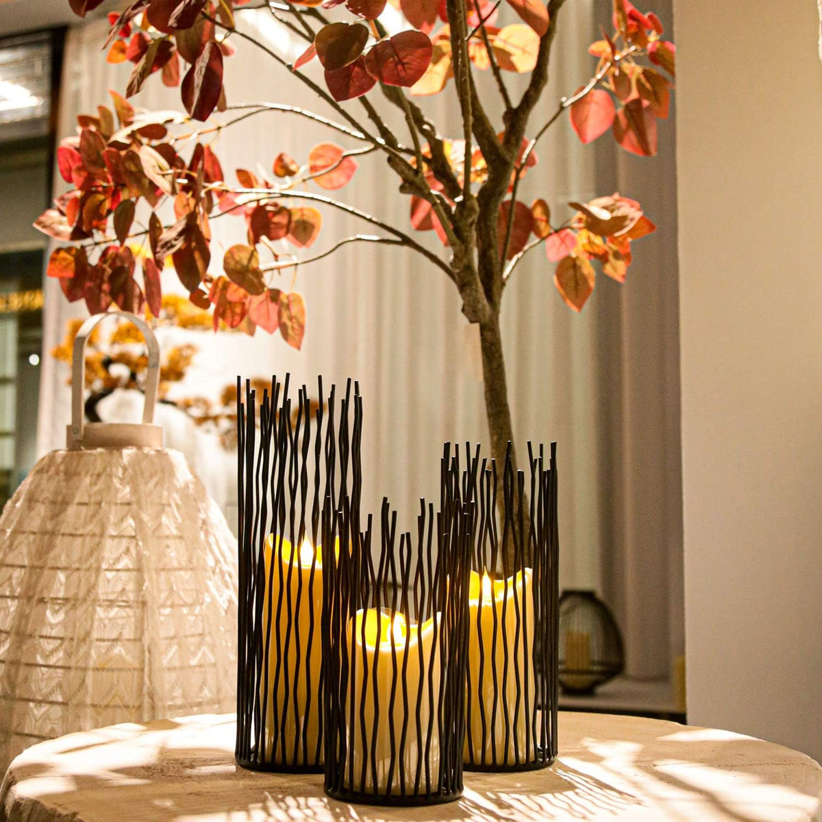 Kerzenhalter Set Von 3 Black Metal Eisen Pillar Kerzenhalter Moderne Innen- Und Outdoor Kerzenhalter Für Tisch Mittelstück Kamin Mantel Dekoration, Haus, Party, Hochzeit, Events Dekor