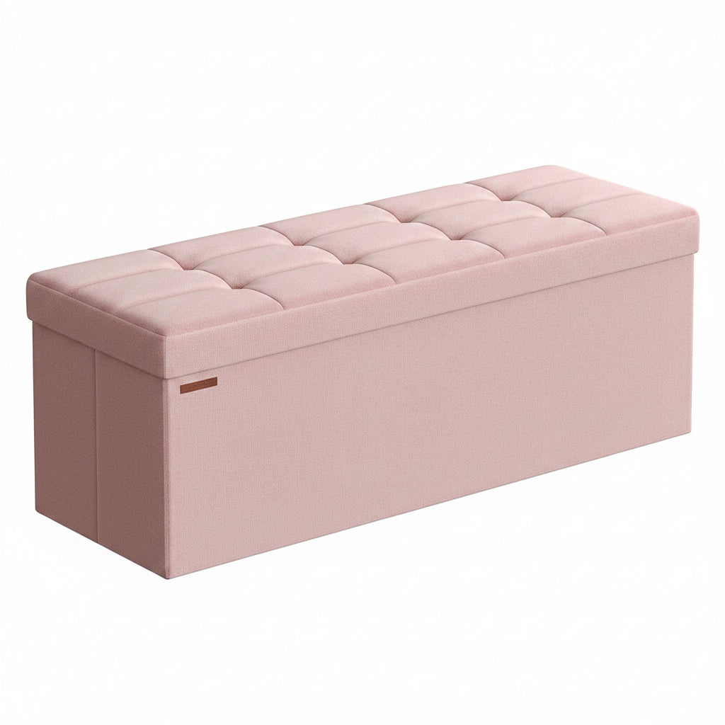 SONGMICS Sitzhocker Mit Stauraum, Klappbare Sitzbank, 38 X 110 X 38 Cm Fußbank, Aufbewahrungsbox, Bis 300 Kg Belastbar, Für Wohnzimmer Schlafzimmer Flur, Schiefergrau LSF77K