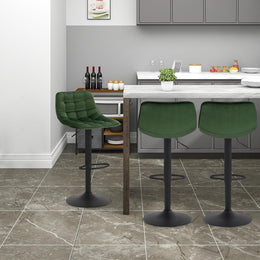 WOLTU 2Er Set Barhocker Küchenstuhl Barstuhl Mit Rückenlehne Und Einstellgriff, Höhenverstellbar & 360° Drehbar, Tresenhocker Bar Hocker Aus Hochwertigem Samt Und Metall, Dunkelgrün
