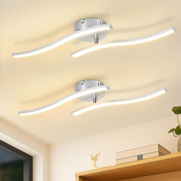 Homefire LED Deckenlampe Küche Deckenleuchte: Modern Schlafzimmerlampe Schwarz 12W Wohnzimmerlampe 3000K Wellen Design Küchenlampe Innen Warmweiß Deckenbeleuchtung Für Schlafzimmer Flur Büro