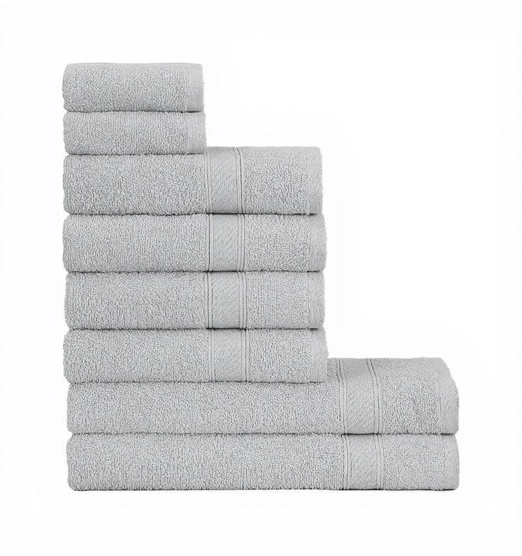 Handtücher Set Grau 8-TLG / 2 Badetücher 70X140 + 4 Handtücher 50X90 + 2 Gästehandtücher 30X50 - Handtuch Mit Aufhänger Baumwolle Saugfähige Weiche Luxus Duschhandtücher - Anthrazit