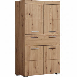 Trendteam Smart Living - Amanda - Hochschrank - Weiß Hochglanz - Badezimmerschrank Mit 2 Verstellbaren Einlegeböden - (Bxhxt) 37 X 190 X 31 Cm - Moderner Badschrank Mit 4 Fächern Und Einer Ablage