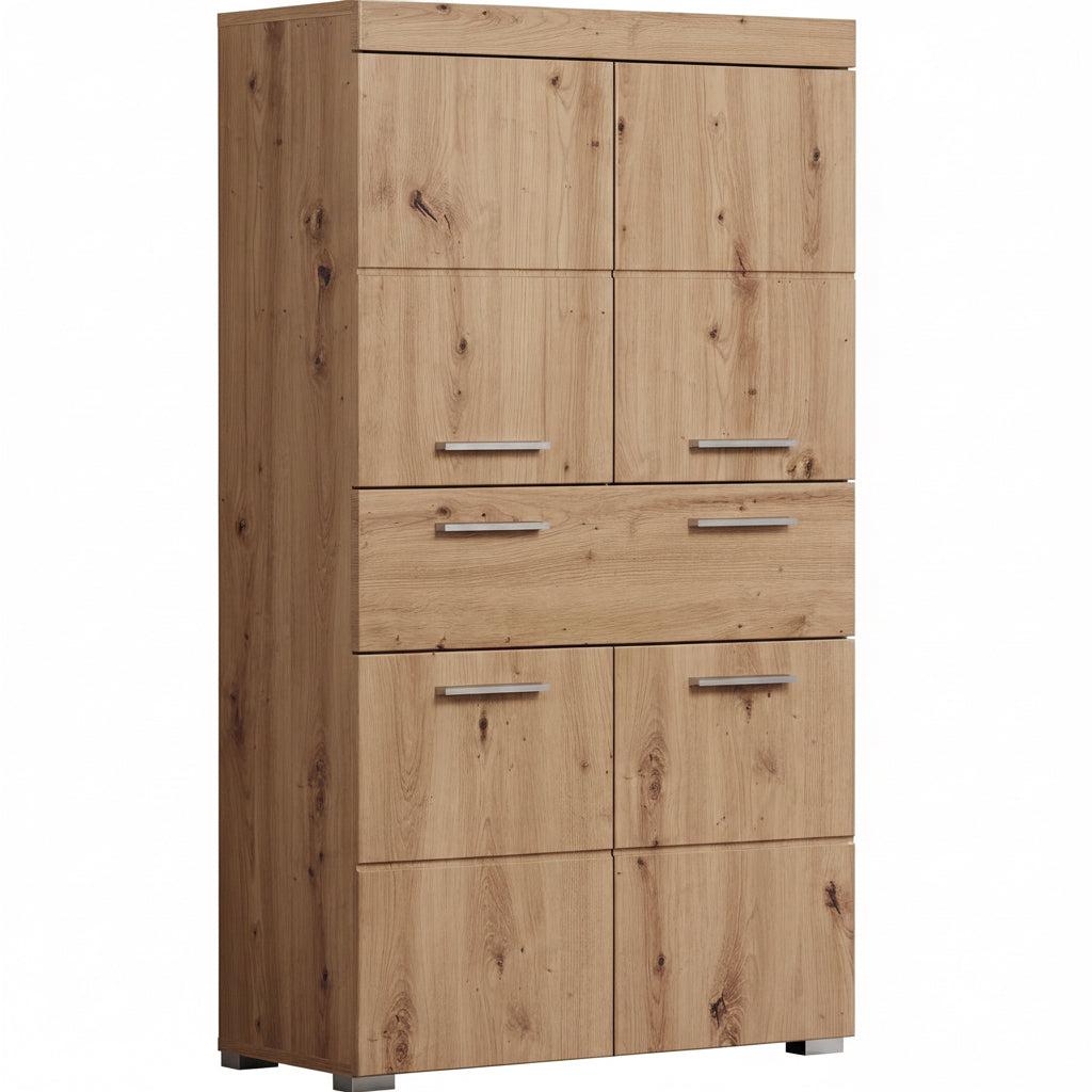 Trendteam Smart Living - Amanda - Hochschrank - Weiß Hochglanz - Badezimmerschrank Mit 2 Verstellbaren Einlegeböden - (Bxhxt) 37 X 190 X 31 Cm - Moderner Badschrank Mit 4 Fächern Und Einer Ablage