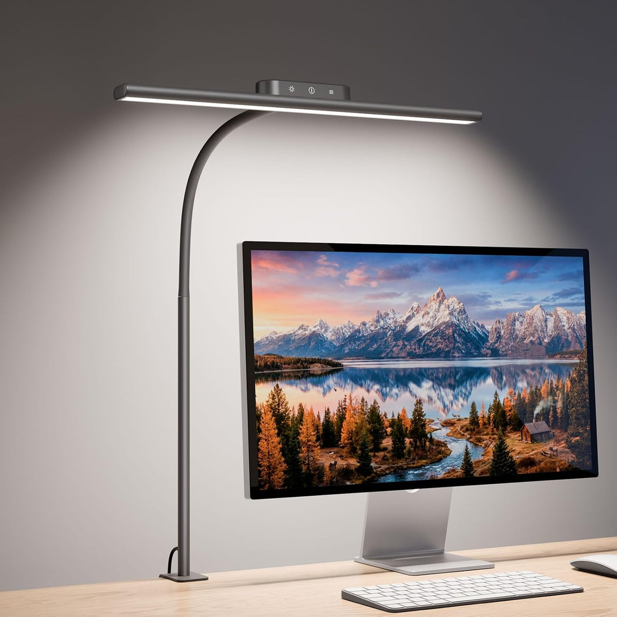 Lepro 11W Schreibtischlampe LED Klemmbar, Augenschonende Und Dimmbar Schreibtisch Lampe, 5 Farbtemperaturen Und 5 Helligkeitsstufen, Mit Flexiblem Schwanenhals, Für Home Office & Büro, Schwarz