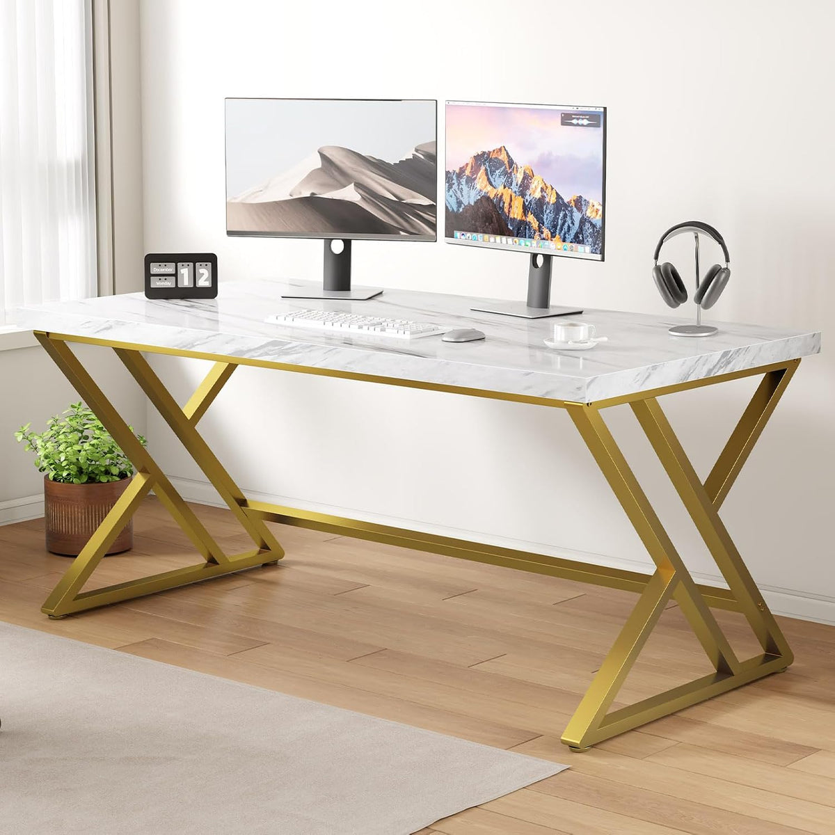 LVB Moderner Computertisch Industrieller Heimbür Mit Stauraum, Metall-Holz, Schreibtisch Arbeitszimmer Computertisch Für Schlafzimmer Einfacher Gaming-Schreibtisch Rustikales Braun