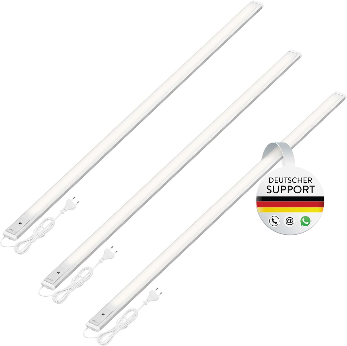 Oktaplex 3Er Set Riva LED Unterbaulampe 120Cm Flach Mit Sensor | 700Lm Dimmbar Warmweiß 3000K Lichtleiste 10W Küchenbeleuchtung Silber