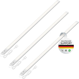 Oktaplex 3Er Set Riva LED Unterbaulampe 120Cm Flach Mit Sensor | 700Lm Dimmbar Warmweiß 3000K Lichtleiste 10W Küchenbeleuchtung Silber