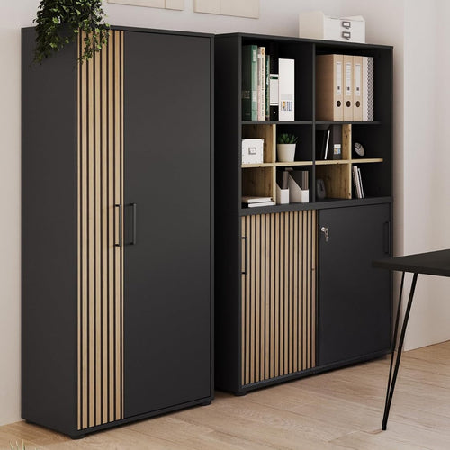 Schildmeyer Aktenschrank Hank 701971, Schwarzmatt/Akustikpaneel Optik, 65 X 41 X 163,6 Cm