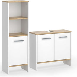 Vicco Badmöbel-Set Karli, Anthrazit/Goldkraft Eiche, 131.4 Cm, Besteht Aus Waschbeckenunterschrank, Spiegelschrank Und Hochschrank