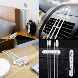SOULWIT® Kabelhalter Kabelclips, [3 Stück] Kabelmanagement Selbstklebend Kabel Organizer Vielzwecke Kabelführung Set Für Schreibtisch Computer PC, USB Ladekabel, Zuhausebüro