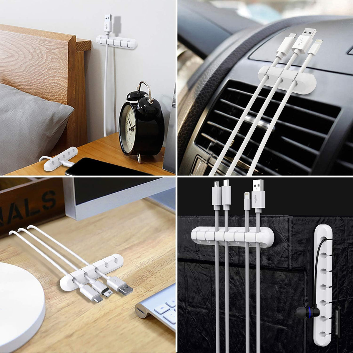 SOULWIT® Kabelhalter Kabelclips, [3 Stück] Kabelmanagement Selbstklebend Kabel Organizer Vielzwecke Kabelführung Set Für Schreibtisch Computer PC, USB Ladekabel, Zuhausebüro