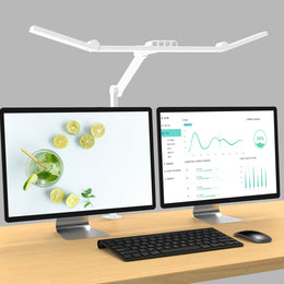 24W Superhelle Dimmbare LED Schreibtischlampe, 1500 Lumen LED Tischlampe Für Haushalt Und Büro Mit Ambiente-Licht, Tageslichtlampe, Klemmlampe Mit Drehbarer Lichtstange, Bürolampe [Energieklasse G]