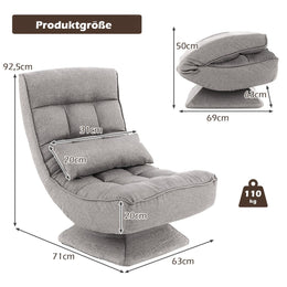 360° Drehbarer Bodensessel Mit Rückenlehne & Lendenkissen Bodenstuhl Lazy Sofa
