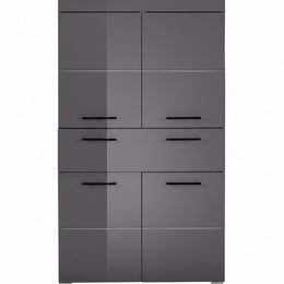 Trendteam Smart Living - Amanda - Hochschrank - Weiß Hochglanz - Badezimmerschrank Mit 2 Verstellbaren Einlegeböden - (Bxhxt) 37 X 190 X 31 Cm - Moderner Badschrank Mit 4 Fächern Und Einer Ablage