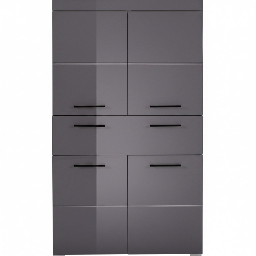 Trendteam Smart Living - Amanda - Hochschrank - Weiß Hochglanz - Badezimmerschrank Mit 2 Verstellbaren Einlegeböden - (Bxhxt) 37 X 190 X 31 Cm - Moderner Badschrank Mit 4 Fächern Und Einer Ablage