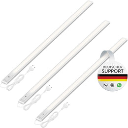 Oktaplex 3Er Set Riva LED Unterbaulampe 120Cm Flach Mit Sensor | 700Lm Dimmbar Warmweiß 3000K Lichtleiste 10W Küchenbeleuchtung Silber
