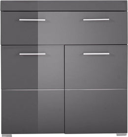 Trendteam Smart Living - Amanda - Kommode - Weiß Hochglanz - Standschrank - (Bxhxt) 37 X 79 X 31 Cm - Badschrank Mit 1 Tür Und 1 Schublade - Silberfarbene Griffe - Universal Einsetzbar - Kratzfest