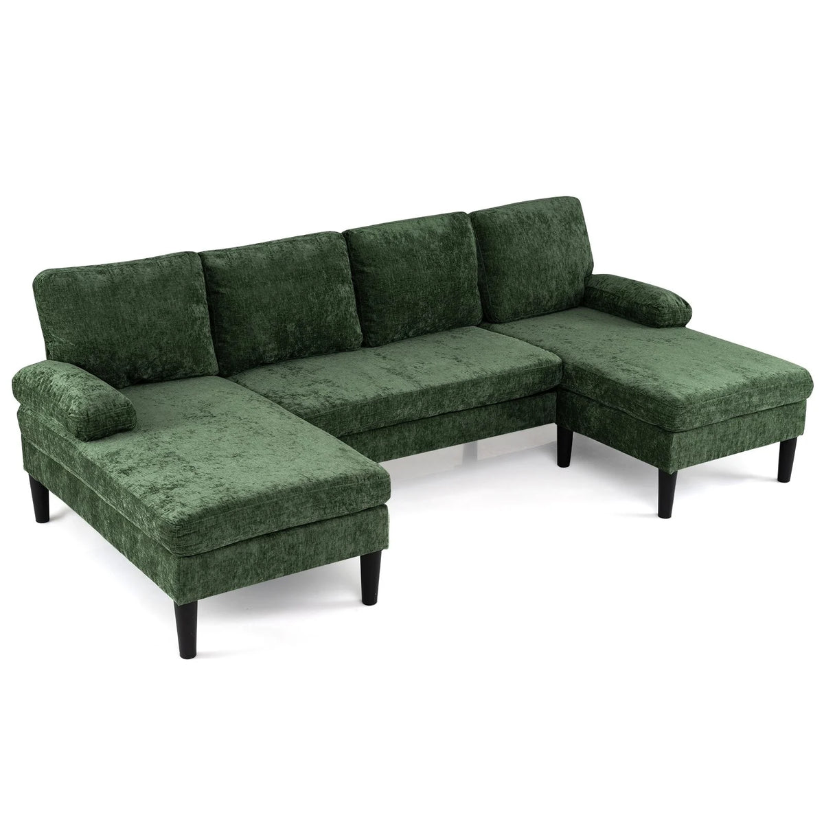 U-Förmige Couch Für 5-6 Sitzer Clound Ecksofa Mit Bezug Aus Cordstoff Modernes Schlafsofa Grün