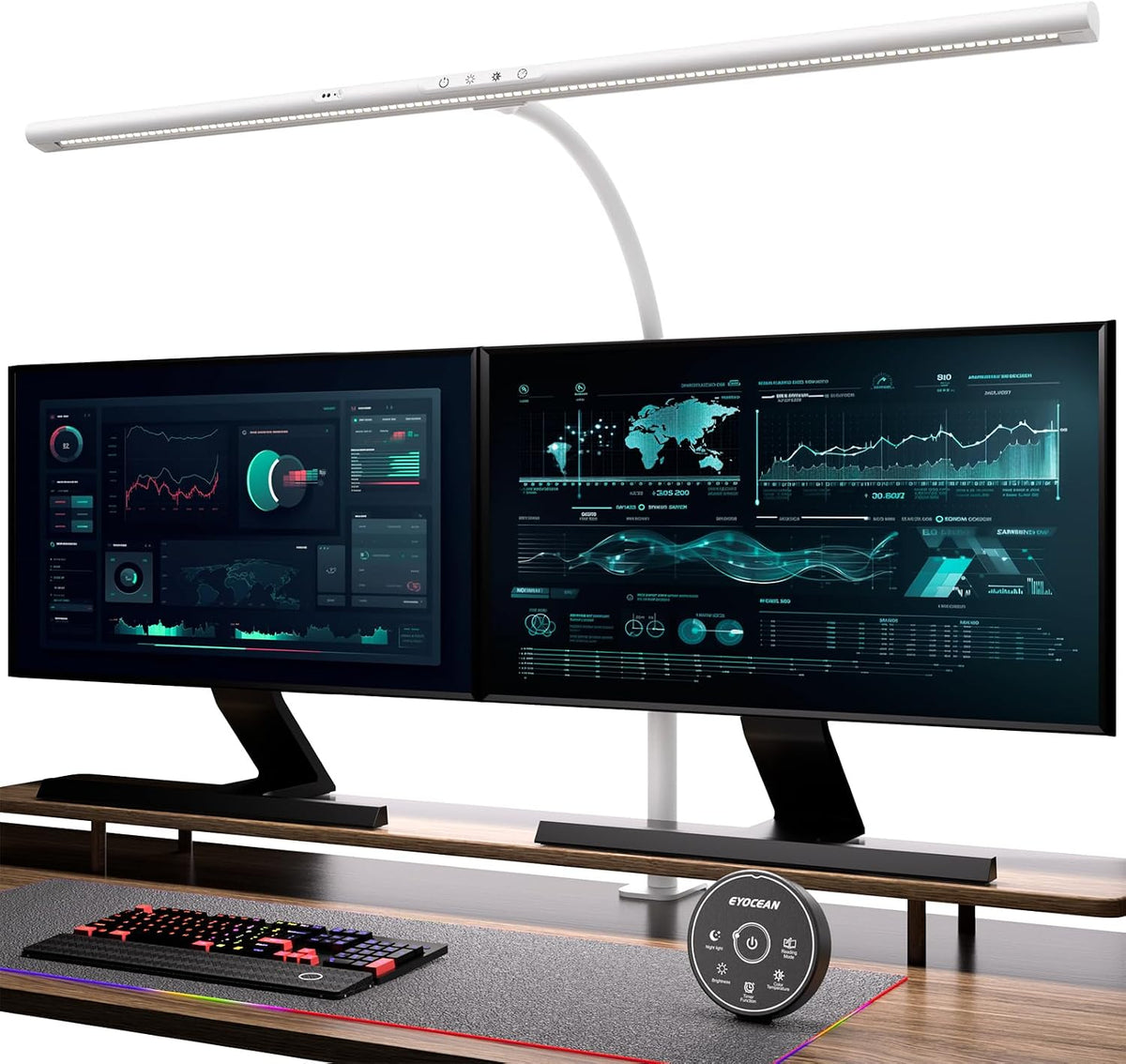 Schreibtischlampe LED Mit Gestensteuerung & Fernbedienung, 24W 80CM Klemmbare Dimmbare Monitor Lampe, Tageslichtlampe Für Arbeiter in Büro Leser Architekenden Schneider