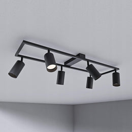 Deckenstrahler LED Schwarz - Deckenstrahler 6 Flammig - LED Deckenleuchte Schwenkbar - GU10 Deckenlampe Spot - Spotlight Lampe Modern - Strahler Deckenspot Für Küche, (6 Flammig, Schwarz)