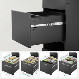 SONGMICS Rollcontainer, Unter Schreibtisch, Mit 3 Schublade, Vormontiert, Abschließbarer Büroschrank Mit Hängeregistratur, Für Akten, Dokumente, Schreibwaren, 52 X 39 X 60 Cm, Schwarz OFC60BK