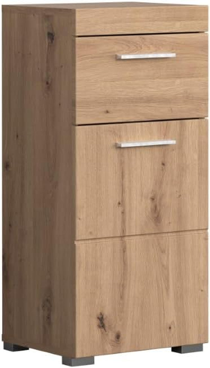 Trendteam Smart Living - Amanda - Kommode - Weiß Hochglanz - Standschrank - (Bxhxt) 37 X 79 X 31 Cm - Badschrank Mit 1 Tür Und 1 Schublade - Silberfarbene Griffe - Universal Einsetzbar - Kratzfest
