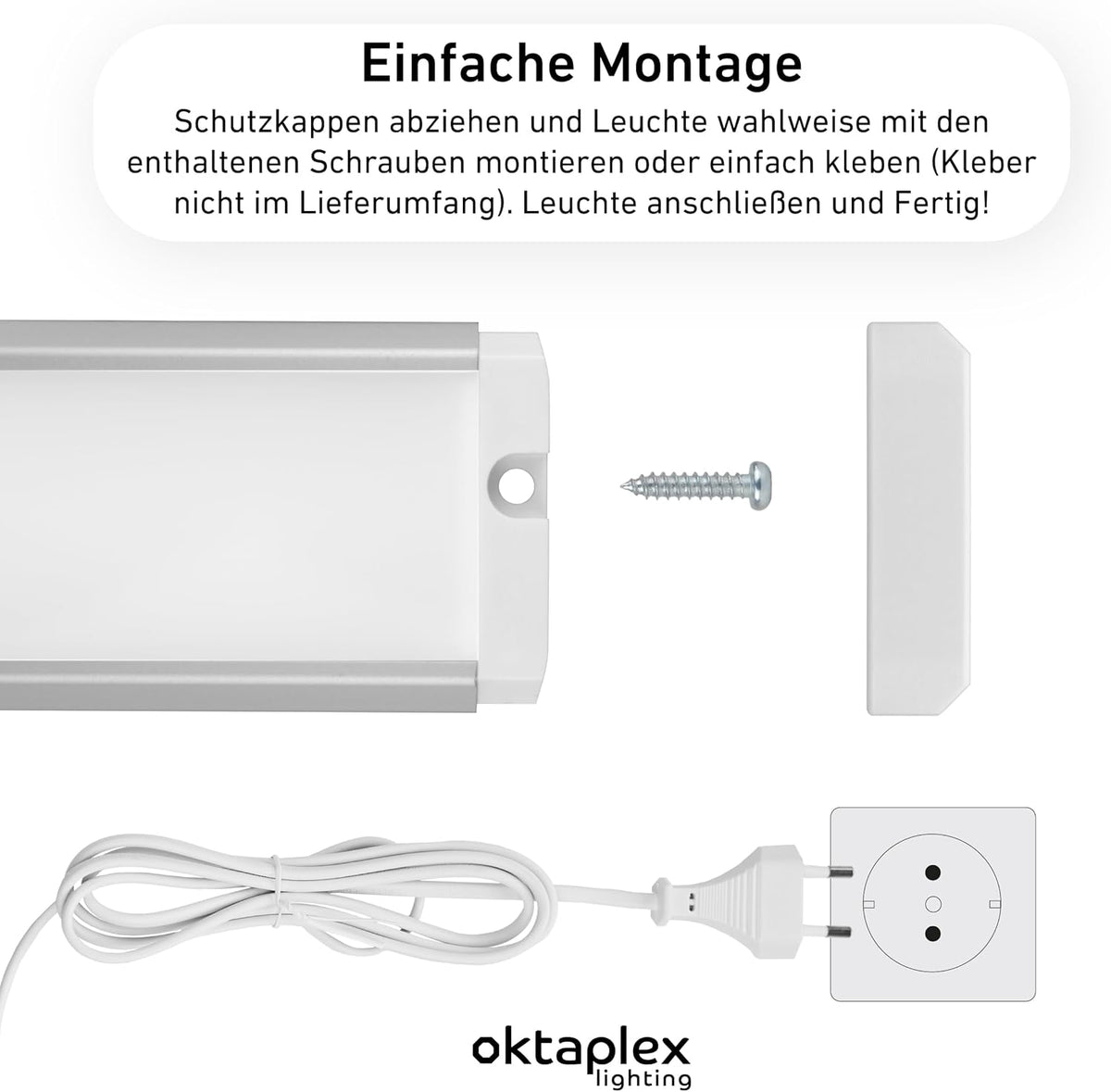 Oktaplex 3Er Set Riva LED Unterbaulampe 120Cm Flach Mit Sensor | 700Lm Dimmbar Warmweiß 3000K Lichtleiste 10W Küchenbeleuchtung Silber