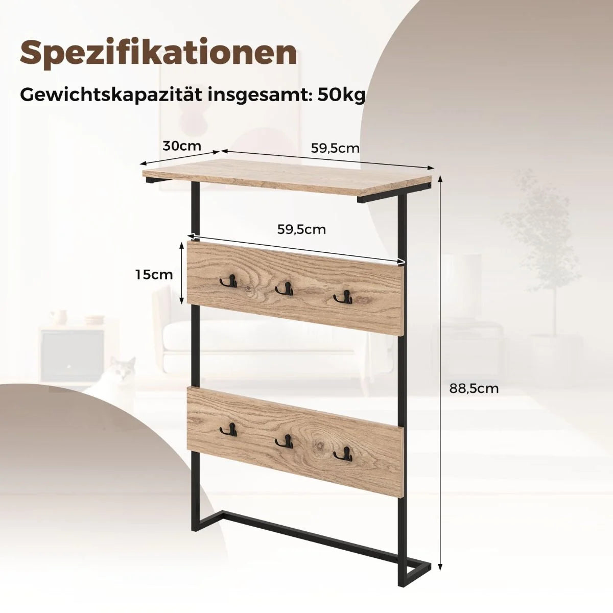 Wandgarderobe Mit Ablage & 6 Haken Wandregal Industrielle Garderobenleiste Kleiderstange
