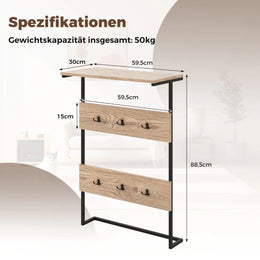 Wandgarderobe Mit Ablage & 6 Haken Wandregal Industrielle Garderobenleiste Kleiderstange