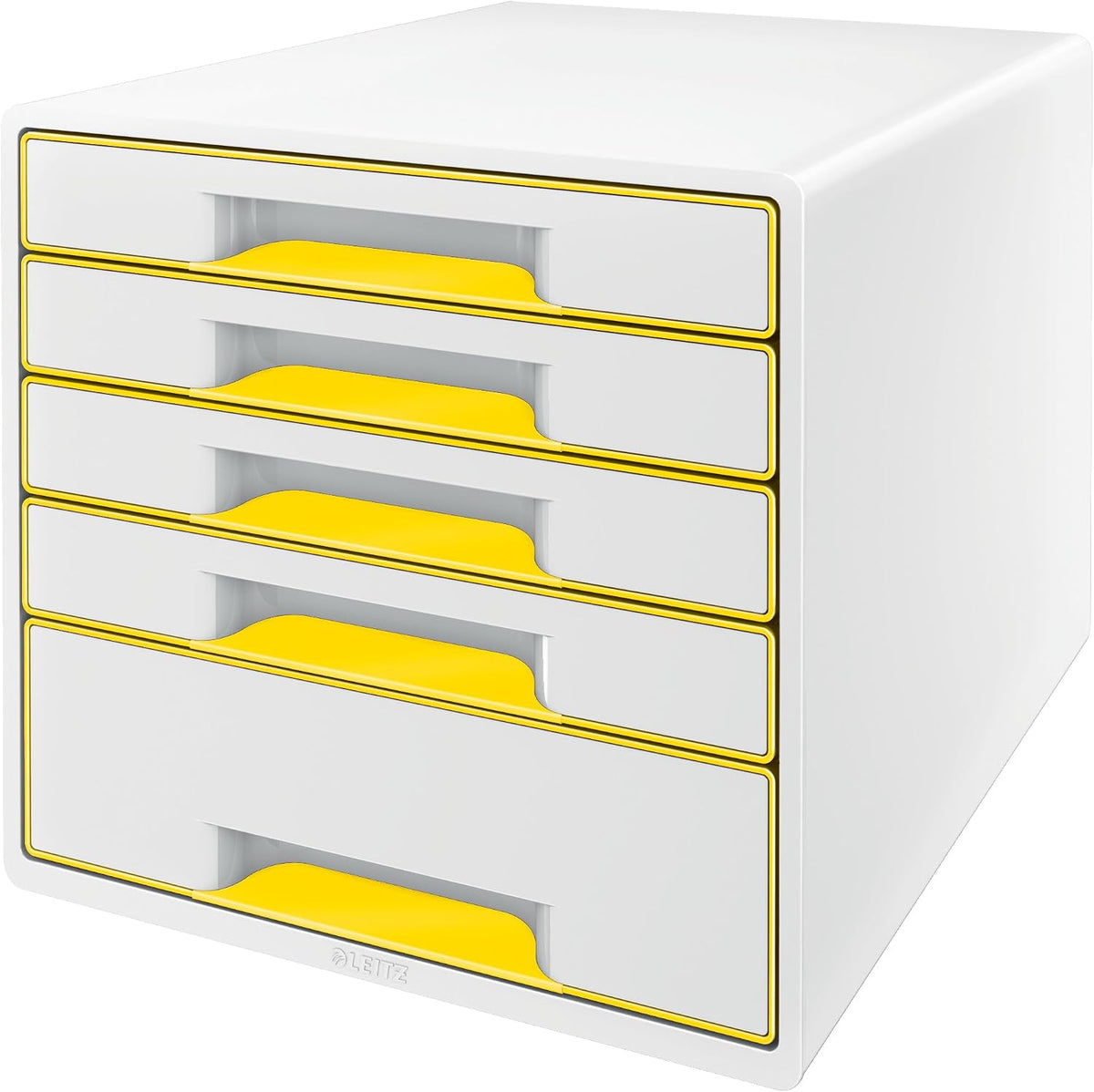 Leitz CUBE Schubladenbox Mit 4 Schubladen, Weiß/Grau, A4, Inkl. Transparentem Schubladeneinsatz, WOW, 52132001