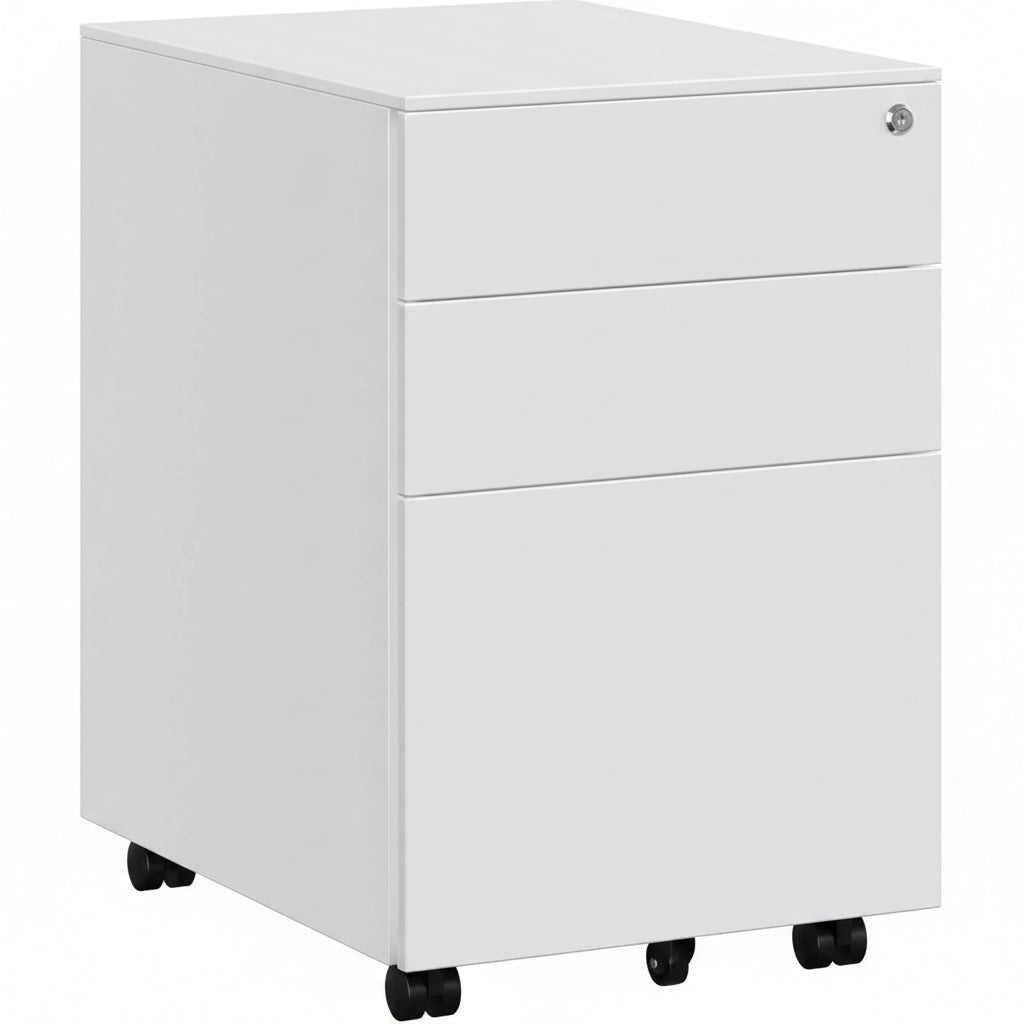 SONGMICS Rollcontainer, Unter Schreibtisch, Mit 3 Schublade, Vormontiert, Abschließbarer Büroschrank Mit Hängeregistratur, Für Akten, Dokumente, Schreibwaren, 52 X 39 X 60 Cm, Schwarz OFC60BK