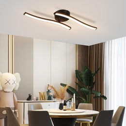 Homefire LED Deckenlampe Küche Deckenleuchte: Modern Schlafzimmerlampe Schwarz 12W Wohnzimmerlampe 3000K Wellen Design Küchenlampe Innen Warmweiß Deckenbeleuchtung Für Schlafzimmer Flur Büro