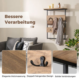 Wandgarderobe Mit Ablage & 6 Haken Wandregal Industrielle Garderobenleiste Kleiderstange