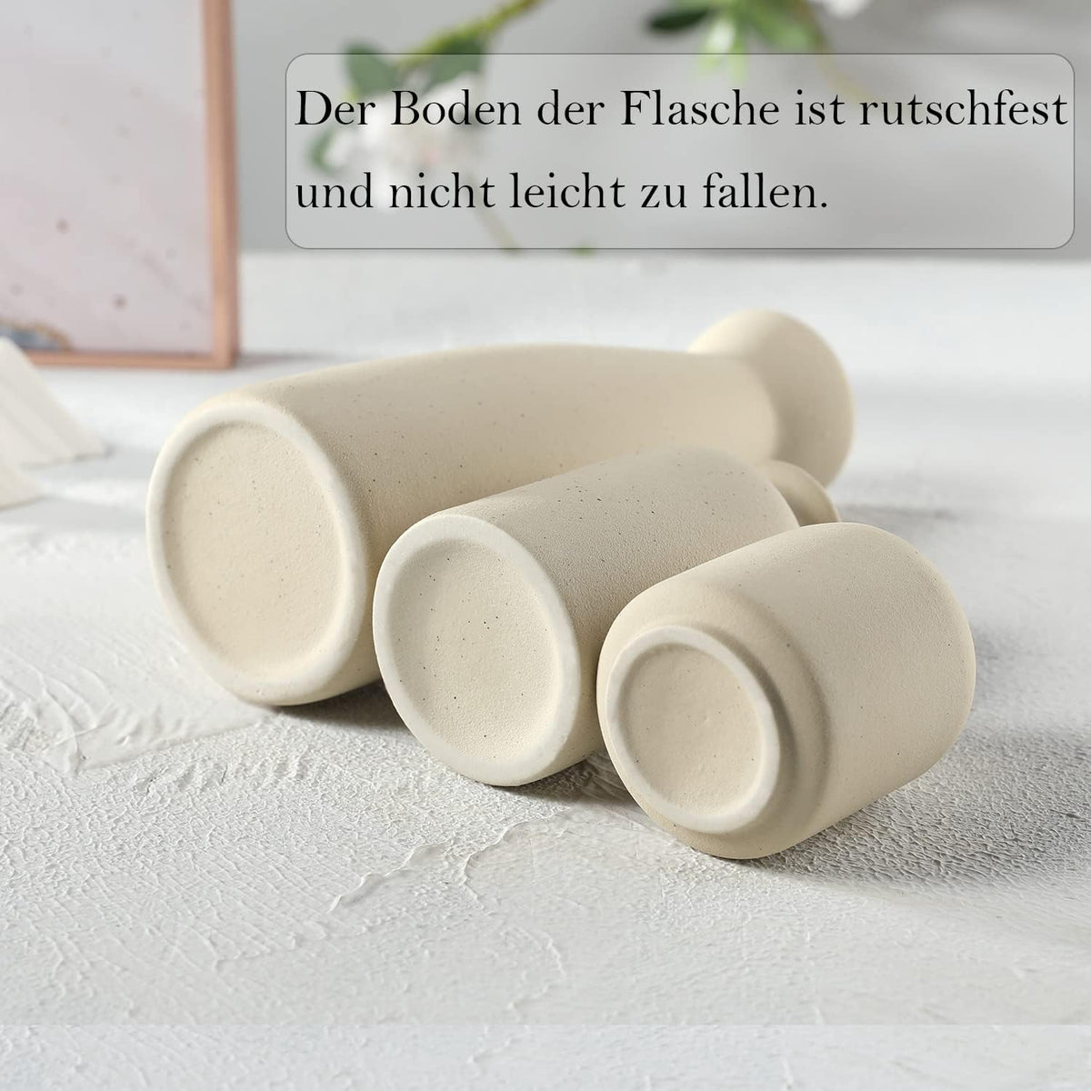 CEMABT Keramik Vasen 3Er-Set Kleine Blumenvasen Für Dekor, Moderne Rustikale Bauernhaus Home Decor, Dekorative Für Pampas Grass&Getrocknete Blumen, Idee Regal,Tisch, Bücherregal,Mantel (Natur)