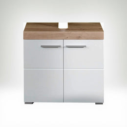 Trendteam Smart Living - Amanda - Waschbeckenunterschrank - Weiß/Weiß Hochglanz - 1 Einlegeboden - (Bxhxt) 60 X 56 X 34 Cm - Kratzfest