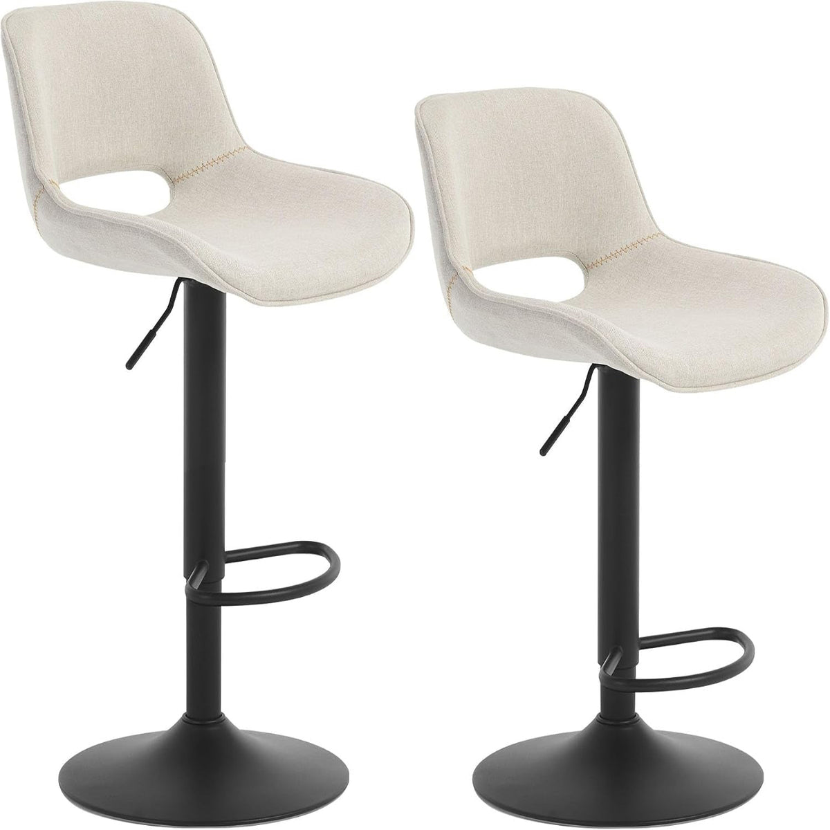 WOLTU Barhocker 2Er Set, Barstuhl Höhenverstellbar, Bar Hocker Stühle, Tresenstuhl, Kunstleder Stuhl, Tresenhocker, Bistrostuhl, Drehhocker, Mit Rückenlehne Fußstütze, Metall, Anthrazit, Bh402An-2