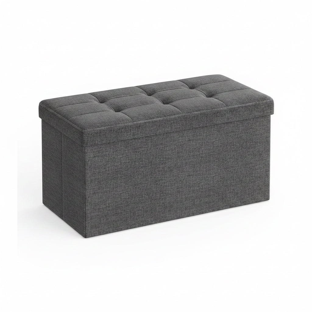 SONGMICS Sitzhocker Mit Stauraum, Klappbare Sitzbank, 38 X 110 X 38 Cm Fußbank, Aufbewahrungsbox, Bis 300 Kg Belastbar, Für Wohnzimmer Schlafzimmer Flur, Schiefergrau LSF77K