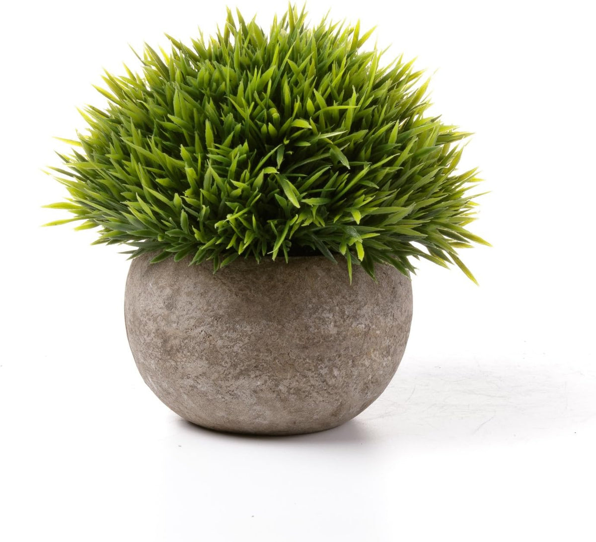 T4U Künstliche Pflanzen Grün Graspflanzen Kunstpflanze Mit Grauen Topf, Klein Kunstpflanze Sukkulenten Künstlich Deko Fake Plant Für Hochzeit Büro Zuhause Wohnung Dekoration, Grün 3Er Set
