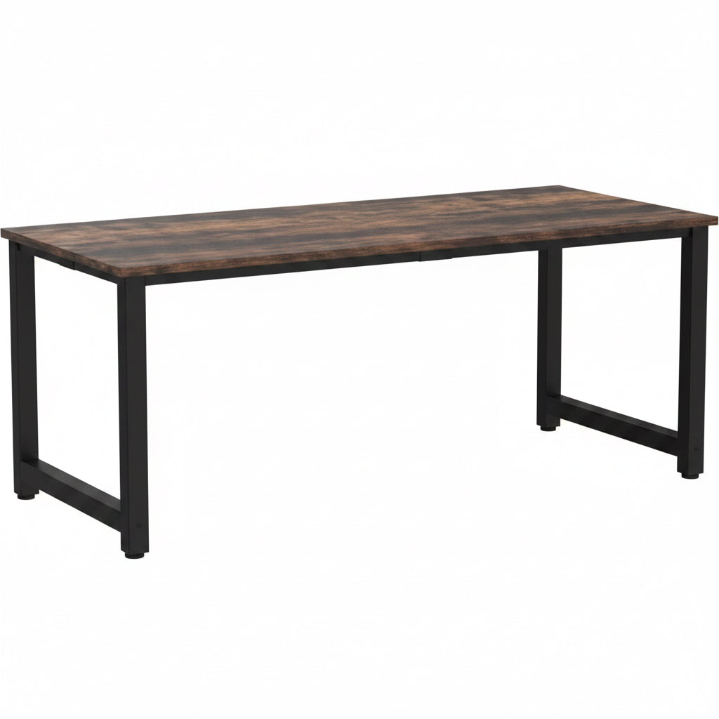 Tribesigns Schreibtisch Computertisch, PC Tisch Bürotisch Arbeitstisch Esstisch in Schwarz Für Home Office Zu Hause Schreibtische, Konferenztisch (Rustikales Braun/Schwarz, 180 X 80 X 75 Cm)