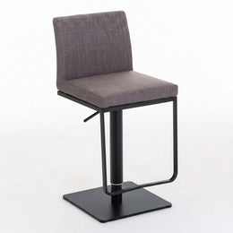 CLP 2Er Set Barhocker Panama Mit Stoffbezug I Höhenverstellbarer Barstuhl I Thekenhocker Mit Lehne Und Fußstütze, Farbe:Grau, Gestell Farbe:Schwarz