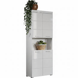 Trendteam Smart Living - Amanda - Hochschrank - Weiß Hochglanz - Badezimmerschrank Mit 2 Verstellbaren Einlegeböden - (Bxhxt) 37 X 190 X 31 Cm - Moderner Badschrank Mit 4 Fächern Und Einer Ablage