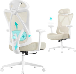 SONGMICS Bürostuhl, Ergonomischer Schreibtischstuhl, 150 Kg | Computerstuhl, Netzstuhl, Verstellbare Lendenstütze Und Kopfstütze, Bis 150 Kg Belastbar, OBN063B01