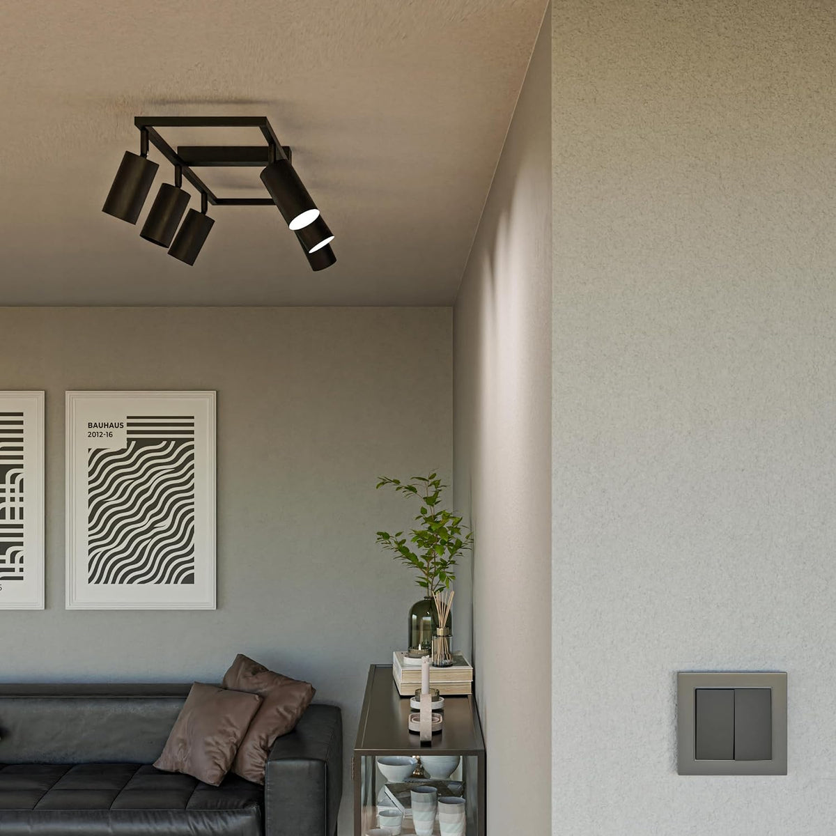 Deckenstrahler LED Schwarz - Deckenstrahler 6 Flammig - LED Deckenleuchte Schwenkbar - GU10 Deckenlampe Spot - Spotlight Lampe Modern - Strahler Deckenspot Für Küche, (6 Flammig, Schwarz)
