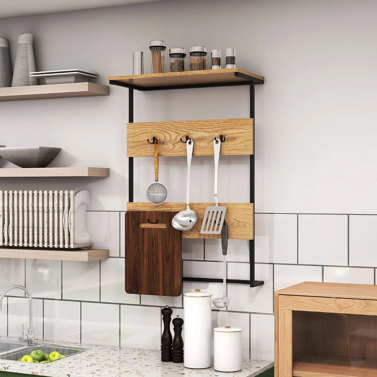 Wandgarderobe Mit Ablage & 6 Haken Wandregal Industrielle Garderobenleiste Kleiderstange