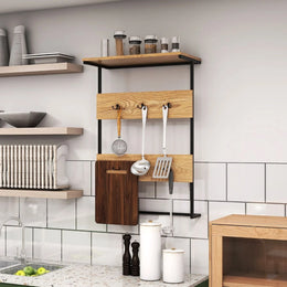 Wandgarderobe Mit Ablage & 6 Haken Wandregal Industrielle Garderobenleiste Kleiderstange