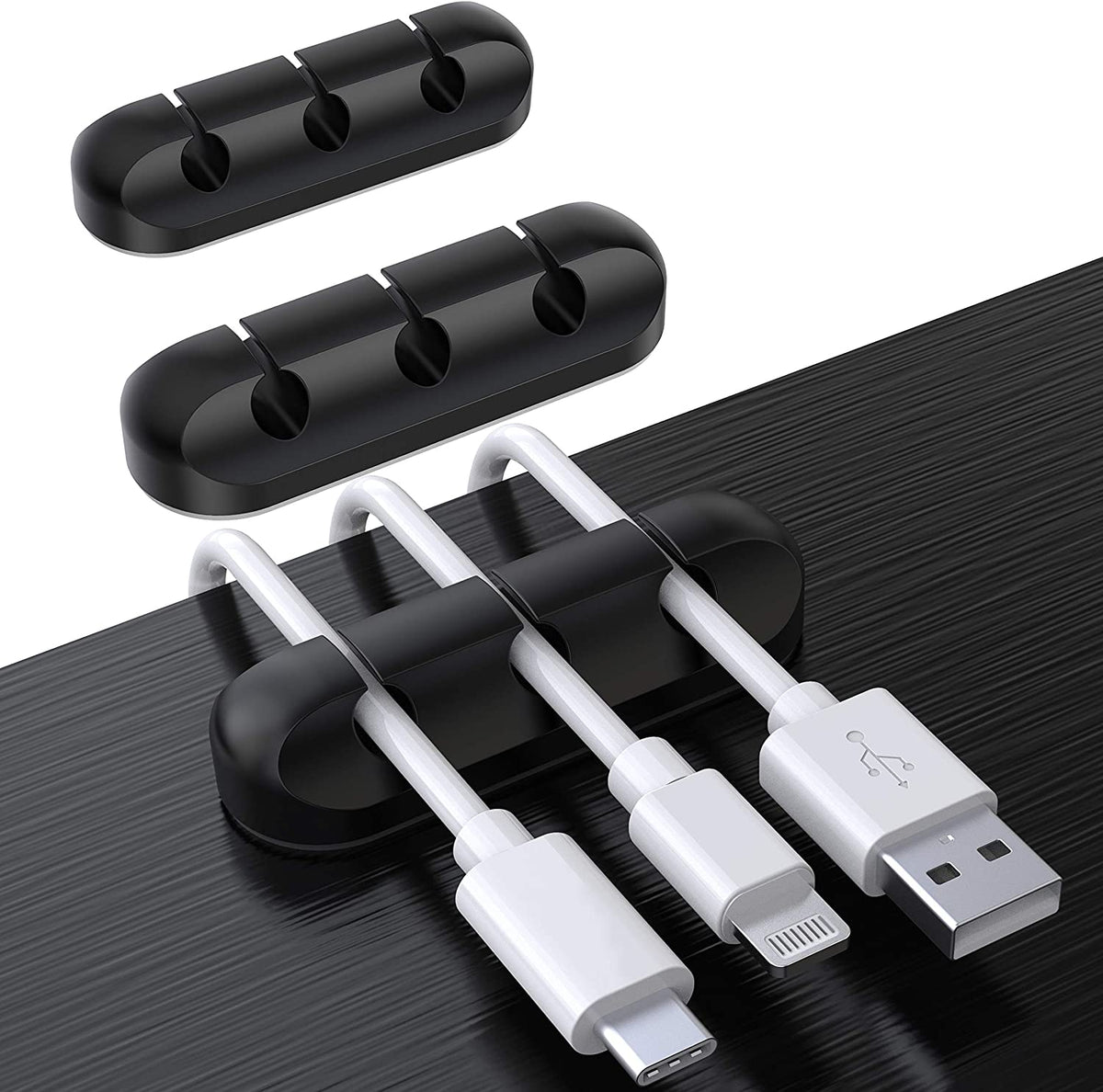 SOULWIT® Kabelhalter Kabelclips, [3 Stück] Kabelmanagement Selbstklebend Kabel Organizer Vielzwecke Kabelführung Set Für Schreibtisch Computer PC, USB Ladekabel, Zuhausebüro