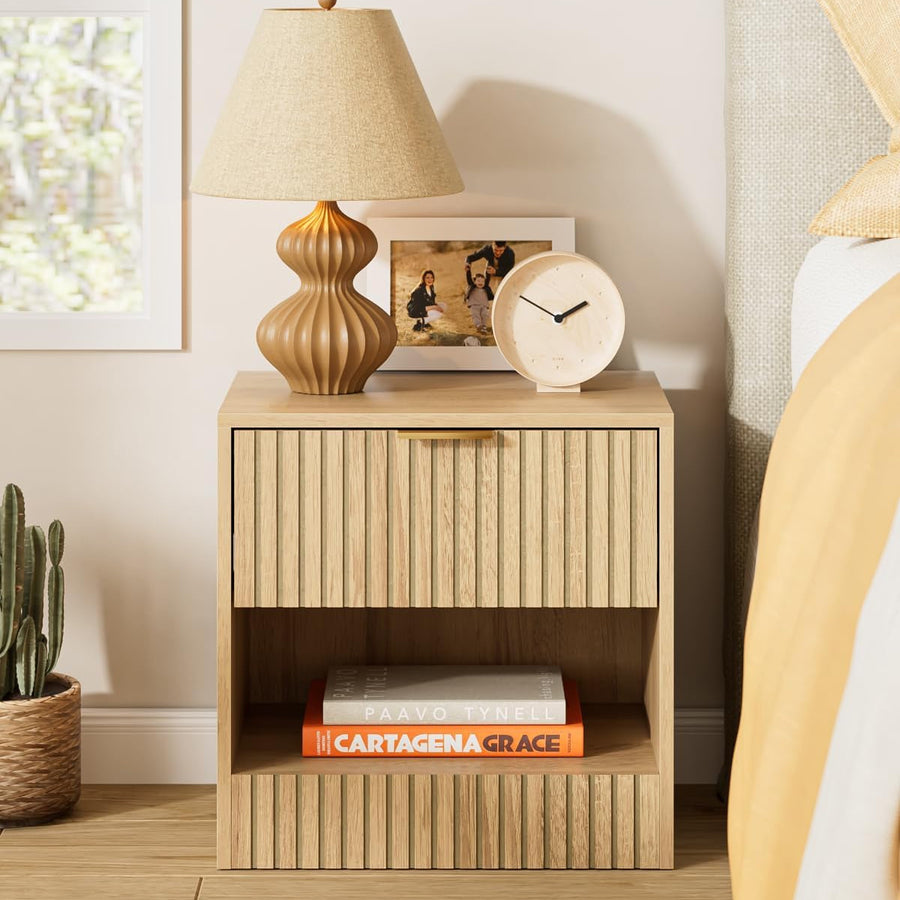 Nachttisch Eiche, Kleiner Nachtschrank Mit Schublade, Holz Nachttische Für Kinder, Nachtkommode 41X39X28 Cm, Beistelltisch Für Schlafzimmer,Wohnzimmer,Büro,Dunkle Eiche