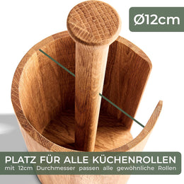 WALDWERK Küchenrollenhalter Aus Echtem Eichenholz - Stehend Für Alle Handelsüblichen Küchenrollen - Plastikfreier Rollenhalter