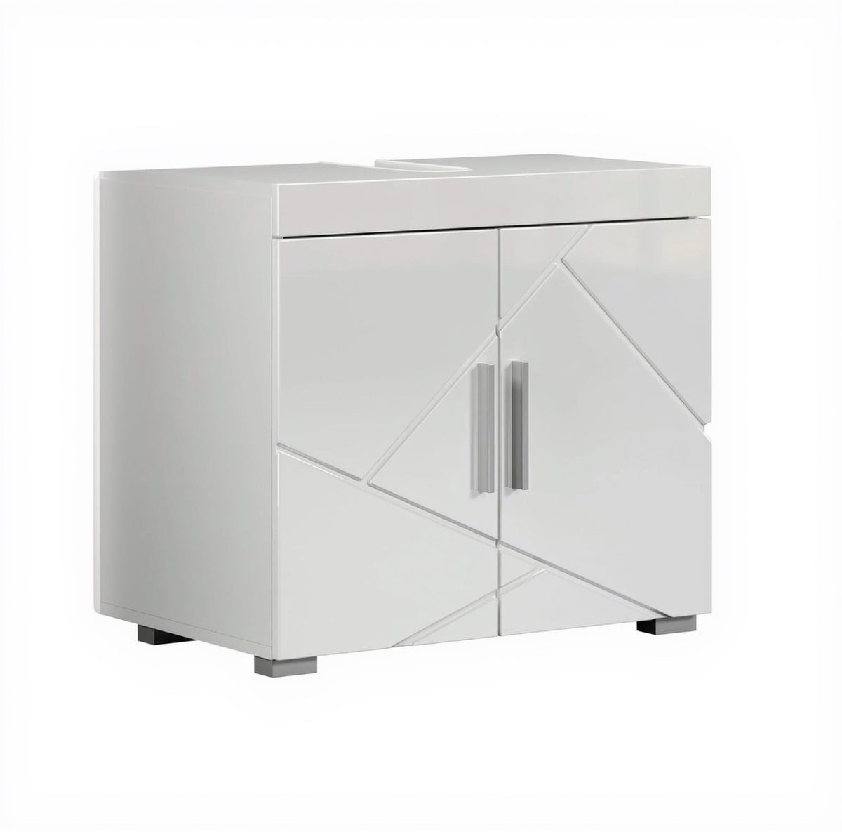 Trendteam Smart Living - Amanda - Waschbeckenunterschrank - Weiß/Weiß Hochglanz - 1 Einlegeboden - (Bxhxt) 60 X 56 X 34 Cm - Kratzfest