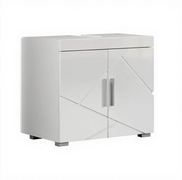 Trendteam Smart Living - Amanda - Waschbeckenunterschrank - Weiß/Weiß Hochglanz - 1 Einlegeboden - (Bxhxt) 60 X 56 X 34 Cm - Kratzfest